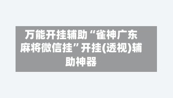 万能开挂辅助“雀神广东麻将微信挂	”开挂(透视)辅助神器-第2张图片