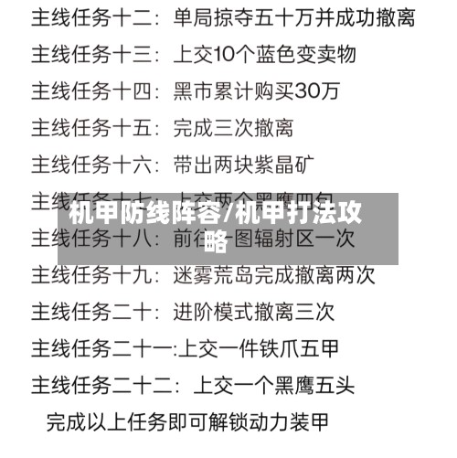 机甲防线阵容/机甲打法攻略