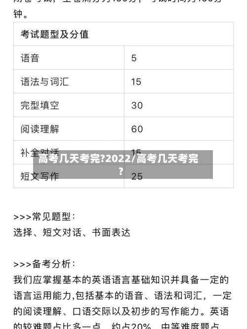 高考几天考完?2022/高考几天考完?