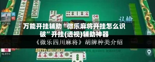 万能开挂辅助“微乐麻将开挂怎么识破	”开挂(透视)辅助神器-第2张图片