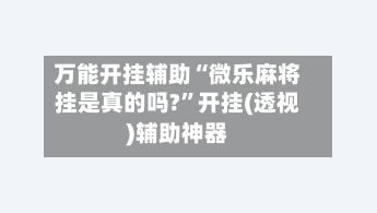 万能开挂辅助“微乐麻将挂是真的吗?”开挂(透视)辅助神器-第2张图片